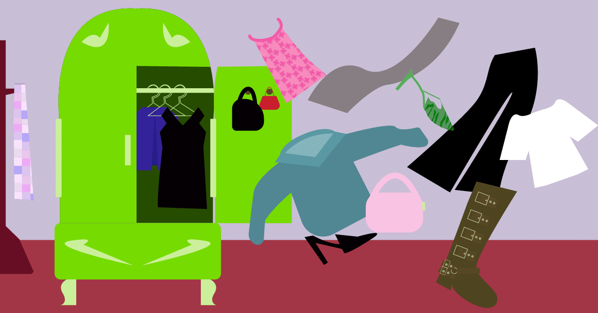 Clothes floating out of a closet