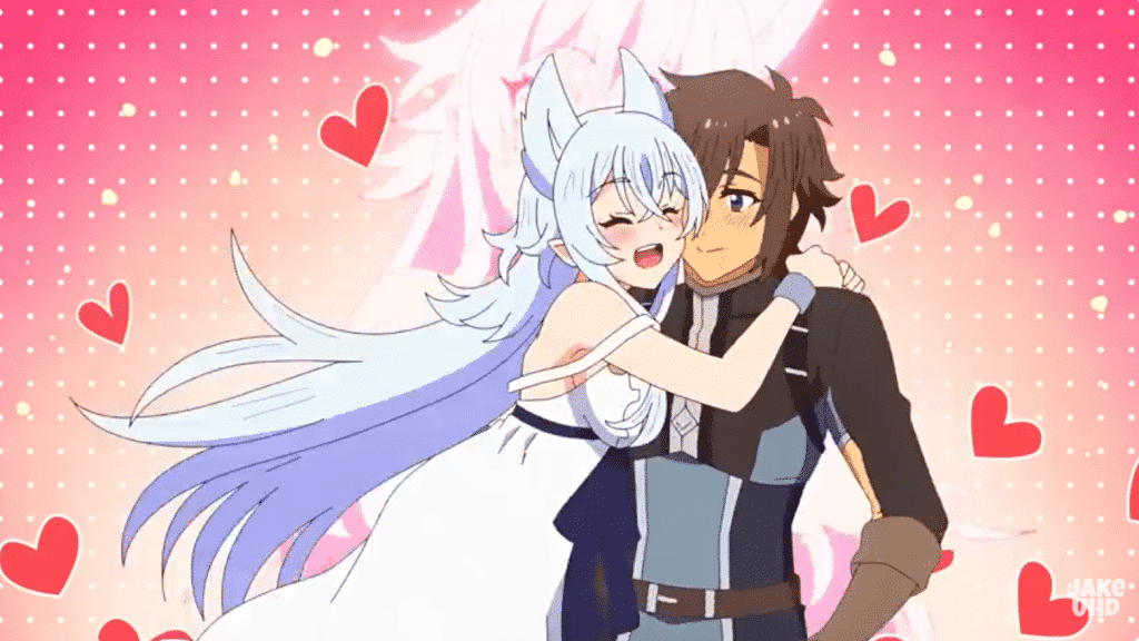 A digital illustration showcases a couple embracing warmly, set against a backdrop of hearts and a soft pink gradient.
The image's composition centers on the couple's embrace. The female figure is positioned slightly to the left, leaning into the male figure, who is centered. Their interaction is depicted as affectionate and intimate. The characters are angled to suggest movement and connection; the dynamic positioning leads the viewer's eye to the central focus. The foreground and background elements are softened to draw the viewer's gaze to the couple's interaction.
The female character is depicted with long, light-blue hair, and an expression of happiness. She wears a white dress. The male character has short, brown hair and a dark top. Their features are stylized and exaggerated, common in anime art. Both figures are realistically proportioned, with detailed facial expressions and attire typical of animation art.
The artistic style is clearly anime-influenced, with vibrant colors, and stylized features. The drawing emphasizes line weight and exaggerated features, which give the characters a distinct charm. The digital execution is clean and professional, demonstrating technical skill. The soft coloring and the pink gradient background create a warm and romantic atmosphere.
The setting is implied rather than explicitly rendered. The predominantly soft, pink gradient background suggests a romantic or loving scene, while the hearts symbolize love and affection. The overall lighting is soft and diffused, creating a serene and dreamy mood. The colors are pastel and vivid, appropriate for a romantic illustration.