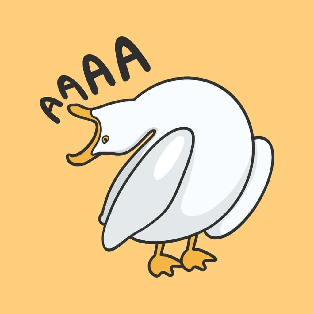 Cartoon illustration of an aggravated screaming seagull as a representation of The Gently Mad Literary Magazine.