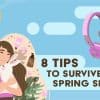 Graphic illustration with various images, including food, a girl, and headphones