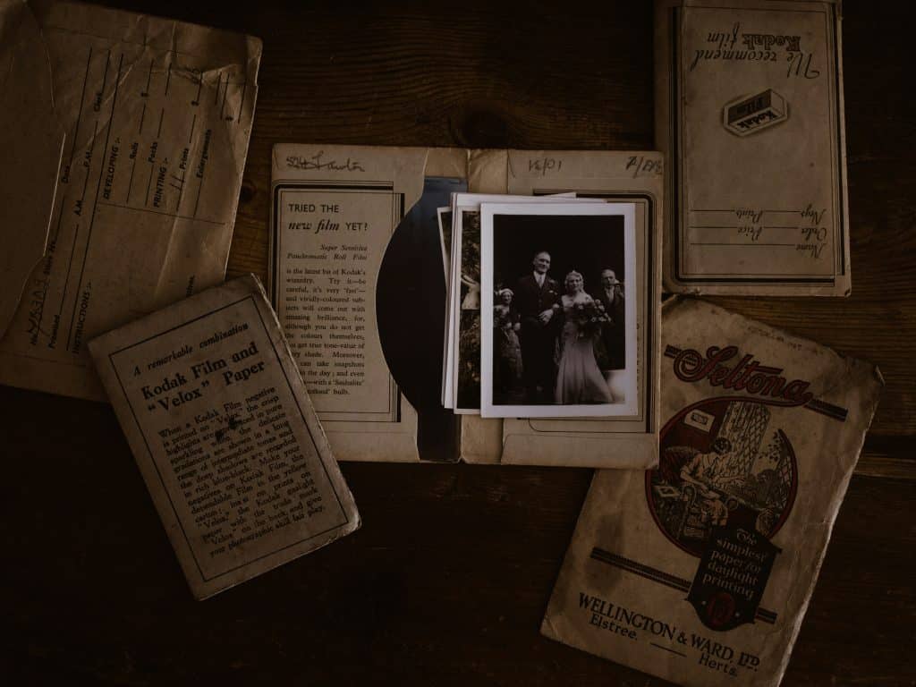 An image o journals and photographs that inspired Blue Nights.