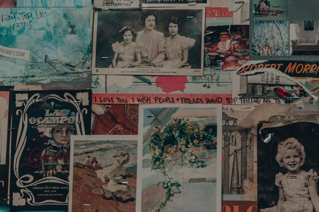 A collage image of photos that inspired blue nights.