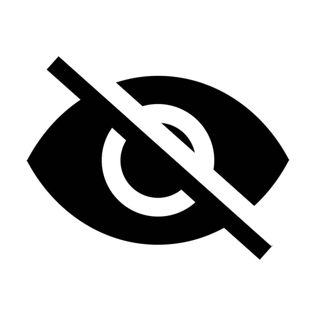 Image of a black and white simply styled eye with a diagonal linen through it.