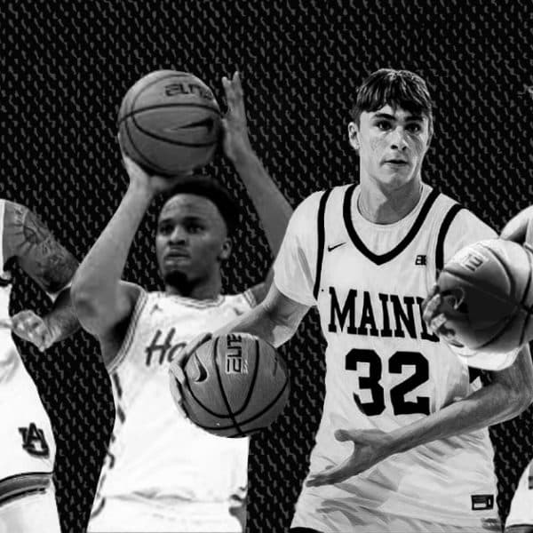Johni Broome, L.J. Cryer, Cooper Flagg, and Mark Sears playing basketball