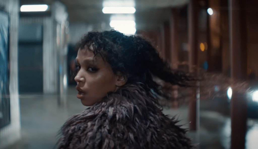 FKA Twigs turning back toward the camera