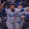 The Los Angeles Dodgers celebrating their 2024 MLB World Series victory.
