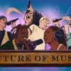 Graphic design of six musical artists with the words "Future of Music" at the bottom.