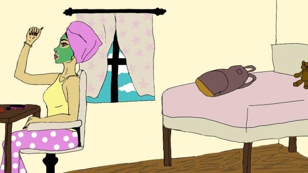 A girl partaking in self care