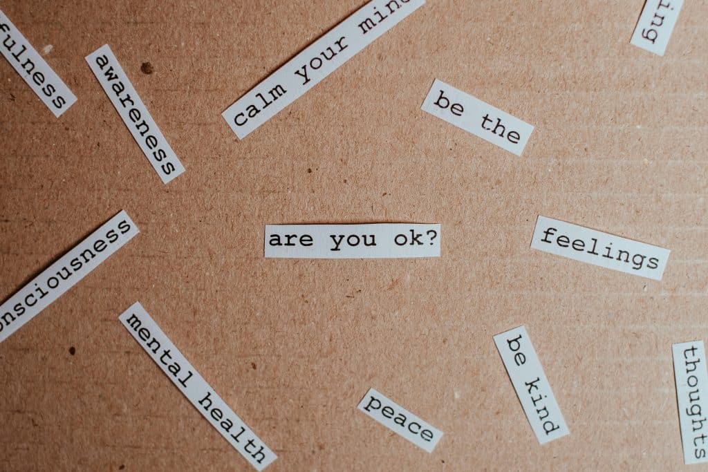 random words and phrases related to mental well being