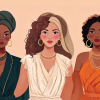 Three women dressed fashionably