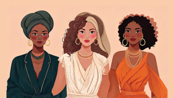 Three women dressed fashionably