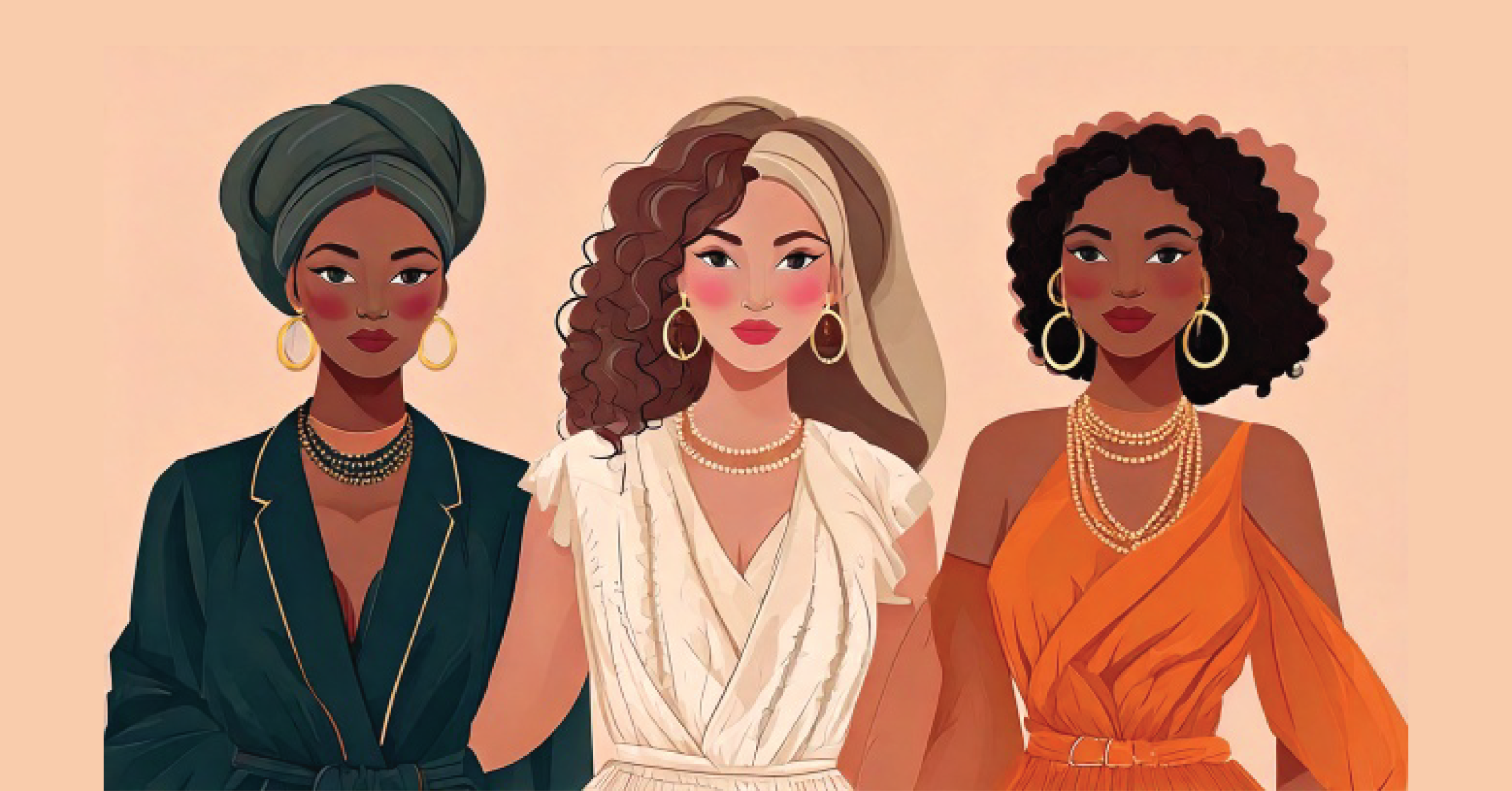 Three women dressed fashionably
