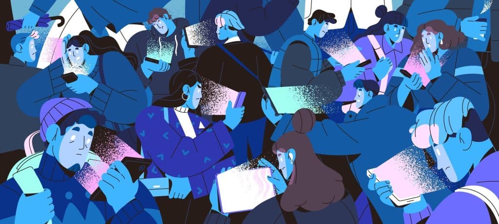 everyone scrolling social media and ignoring each other