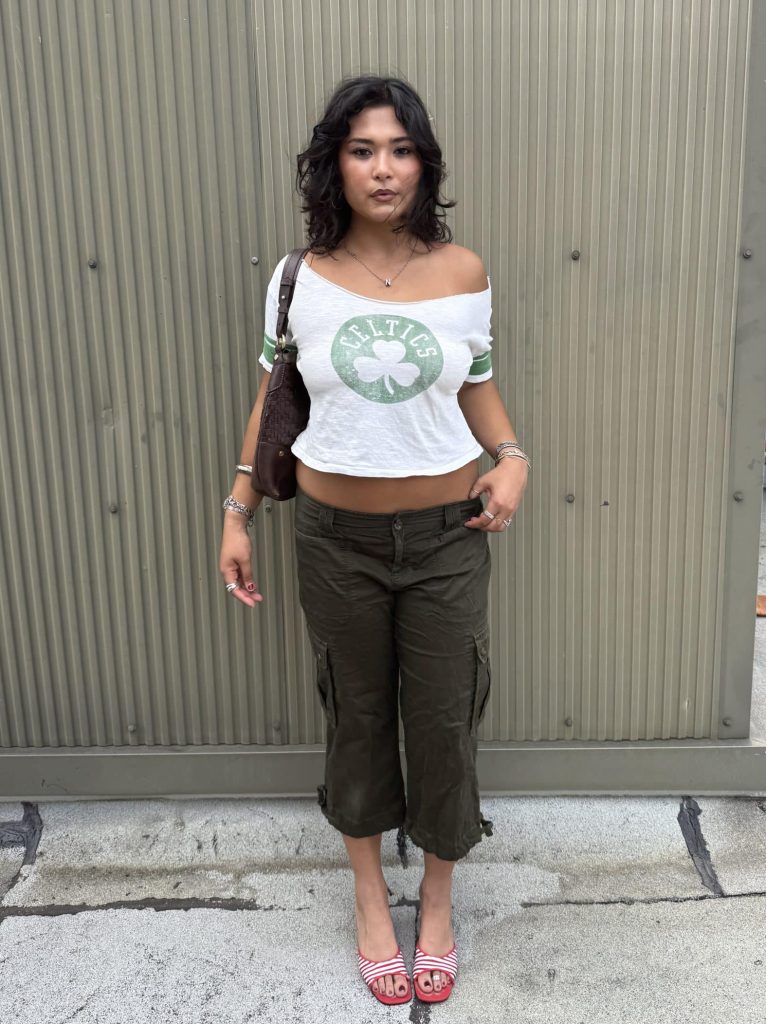 Your mom's closet surely has a pair of capris. Wear them with a slouchy sports tee and a pair of heeled sandals.