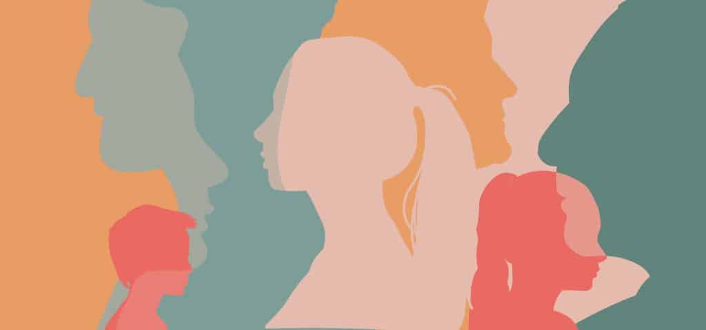 illustration shouwing a person finding themselves with the influences of their parents and influential figures