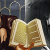 A woman dressed in 1920s jazz fashion stands on the left in vibrant colour, with an open book placed in the centre, and a sad-looking woman in black and white on the right.
