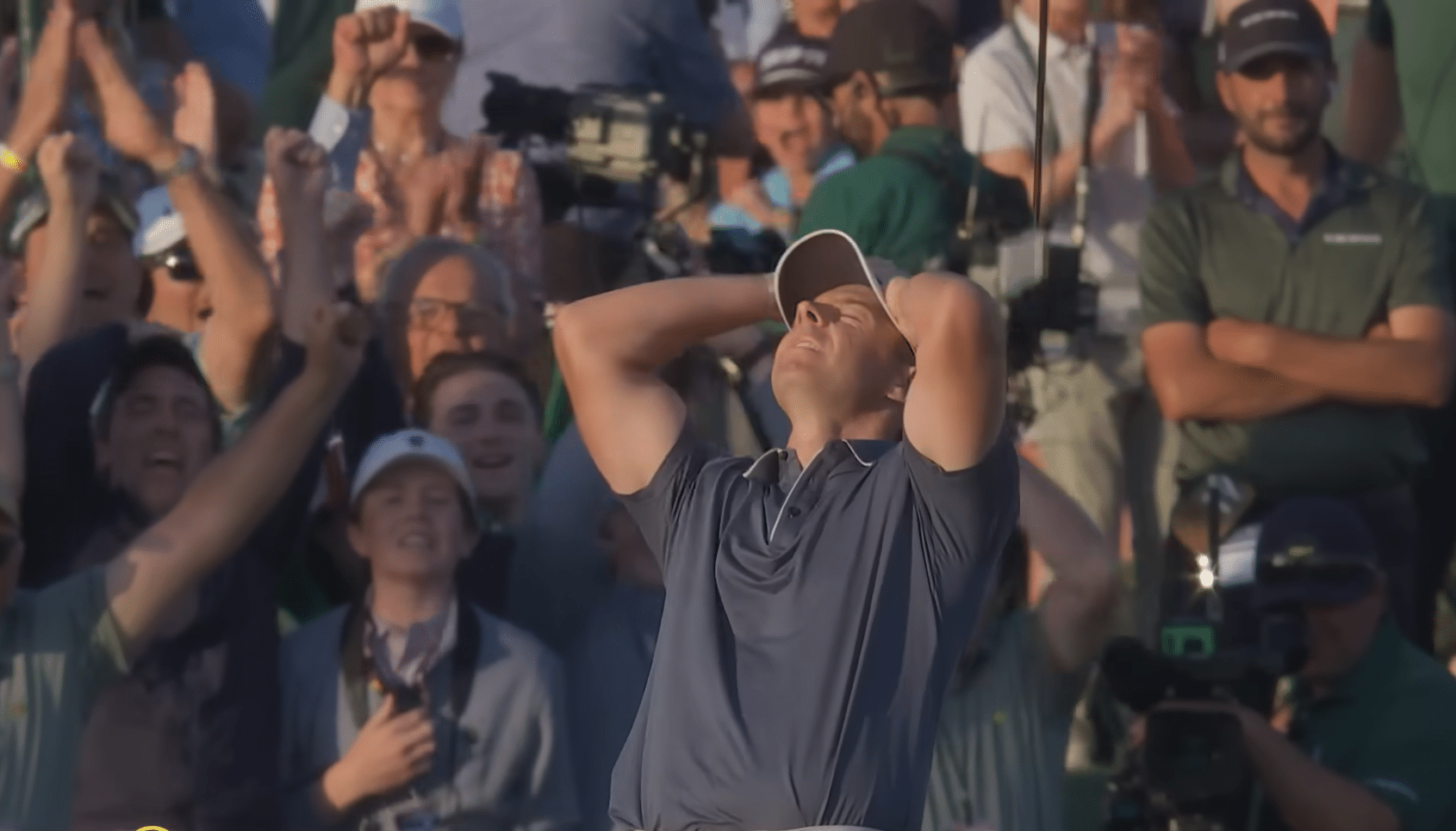 Rory McIlroy on the 18th green at the Masters, at Augusta National.