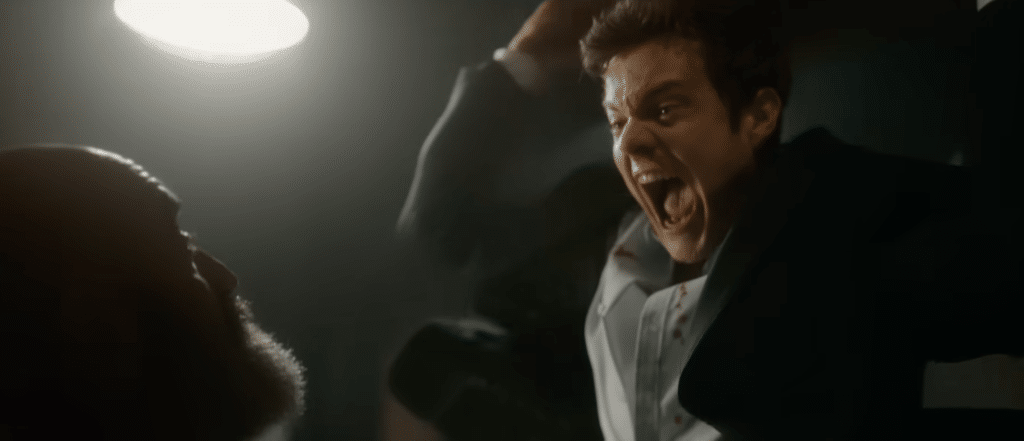 Nate (Jack Quaid) about to attack a man for information on Sherry's kidnapper.