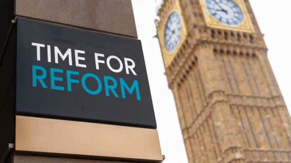 'Time for Reform' next to Big Ben clock