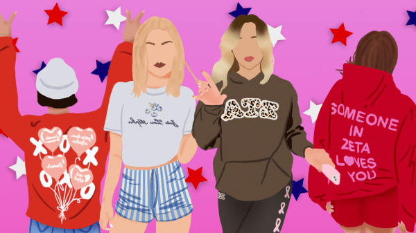 Illustrations of sorority merch.