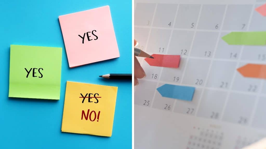 Image of calendar and notes to represent time management