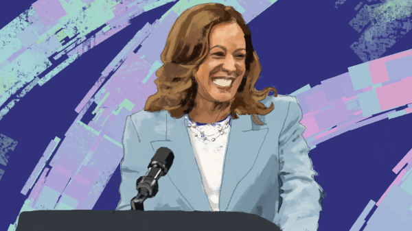 Image showing former Vice President Kamala Harris smiling.