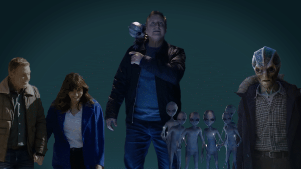 A few various images of characters from Resident Alien, mostly Alan Tudyk's character, Harry.