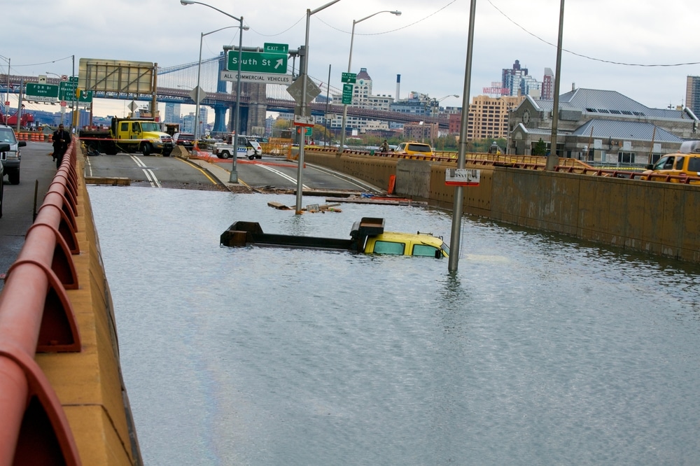 The aftermath of Hurricane Sandy in New York City.