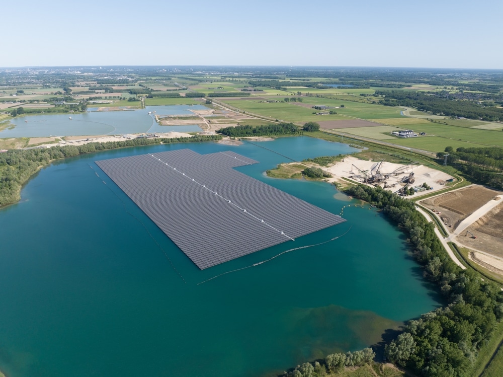 Floating solar panels in Deest, The Netherlands.