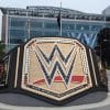 Life sized WWE title in front of headquarters in Stamford, Connecticut