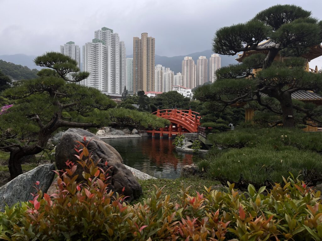 A beautiful photo of the Chi Lin Nunnery in West Kowloon that depicts the contrast of nature to building found all over Hong Kong. Photo Credit: Catherine Furby