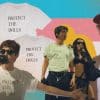 Celebrities Troye Sivan and Pedro Pascal wearing the trending "Protect the Dolls" T-shirt.