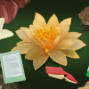 Feature Image. The White Lotus inspired backdrop with lotus icon and literary imagery, features The Guest by Emma Cline, a book recommendation.
