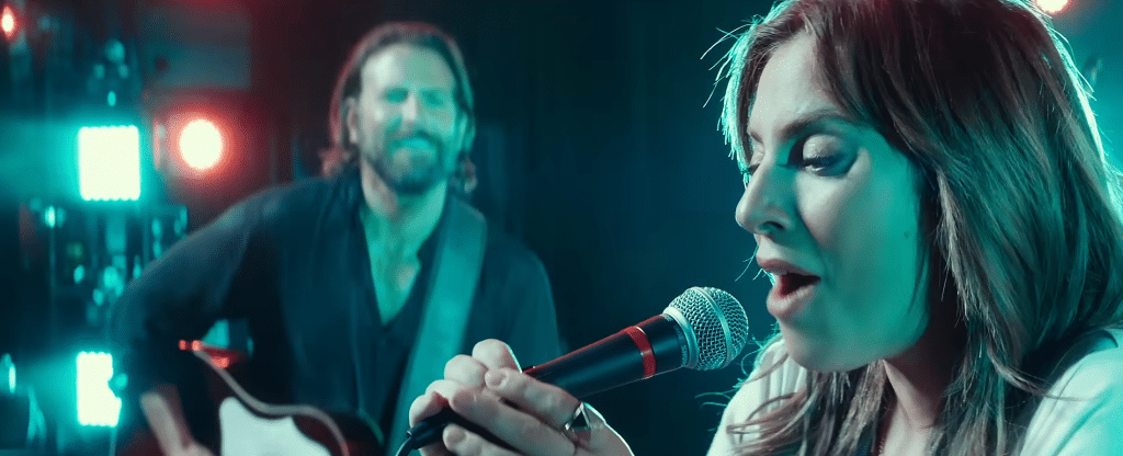 Lady Gaga singing 'Shallow' from a Star is Born.