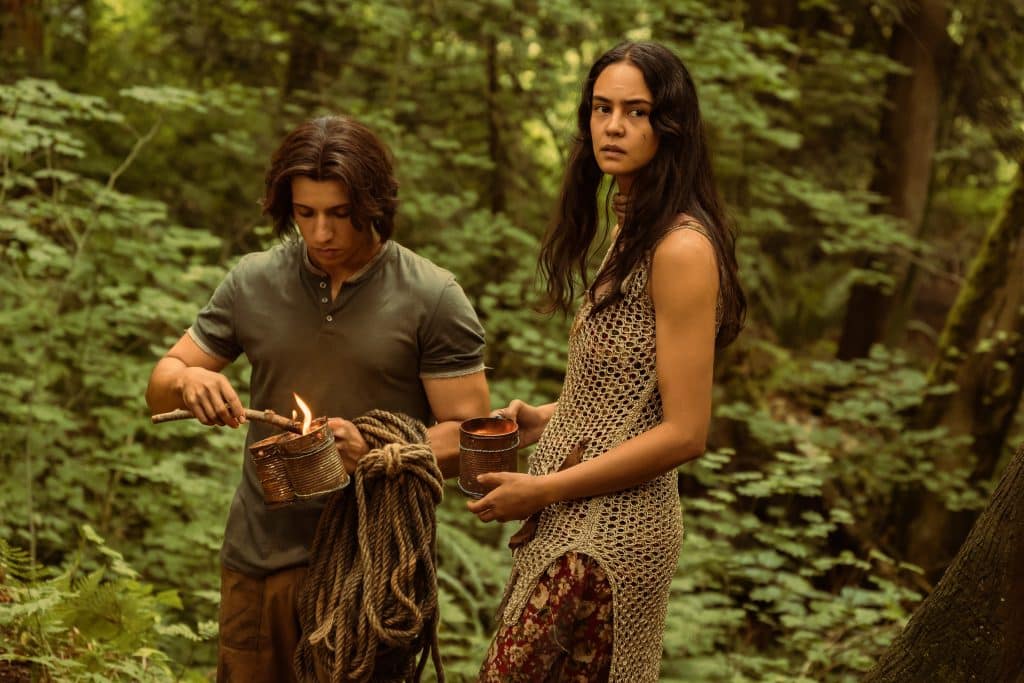 L-R: Kevin Alves as Teen Travis and Courtney Eaton as Teen Lottie in Yellowjackets, episode 5, season 3, streaming on Paramount+ with SHOWTIME, 2025. Photo Credit: Kailey Schwerman/Paramount+ with SHOWTIME.