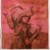 Drawing of a person wrapped in fauna with an expression of pure unadulterated rage staring directly at the viewer.
