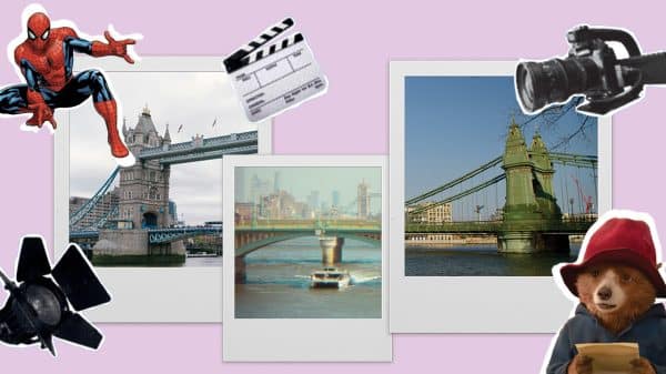 Image showing London bridges and famous movie characters that have made an appearance there.