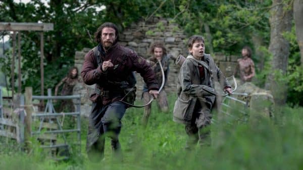 Aaron Taylor-Johnson and Alfie Williams run from infected. Credit: Columbia Pictures
