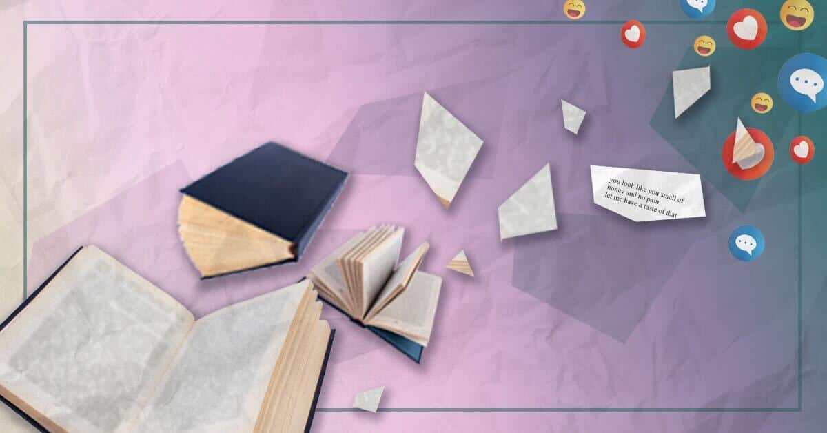 poetry books and social media icons