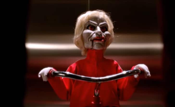A Saw-like doll of Sue Sylvester in her classic tracksuit.