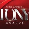 Red background with words "78th Annual Tony Awards"