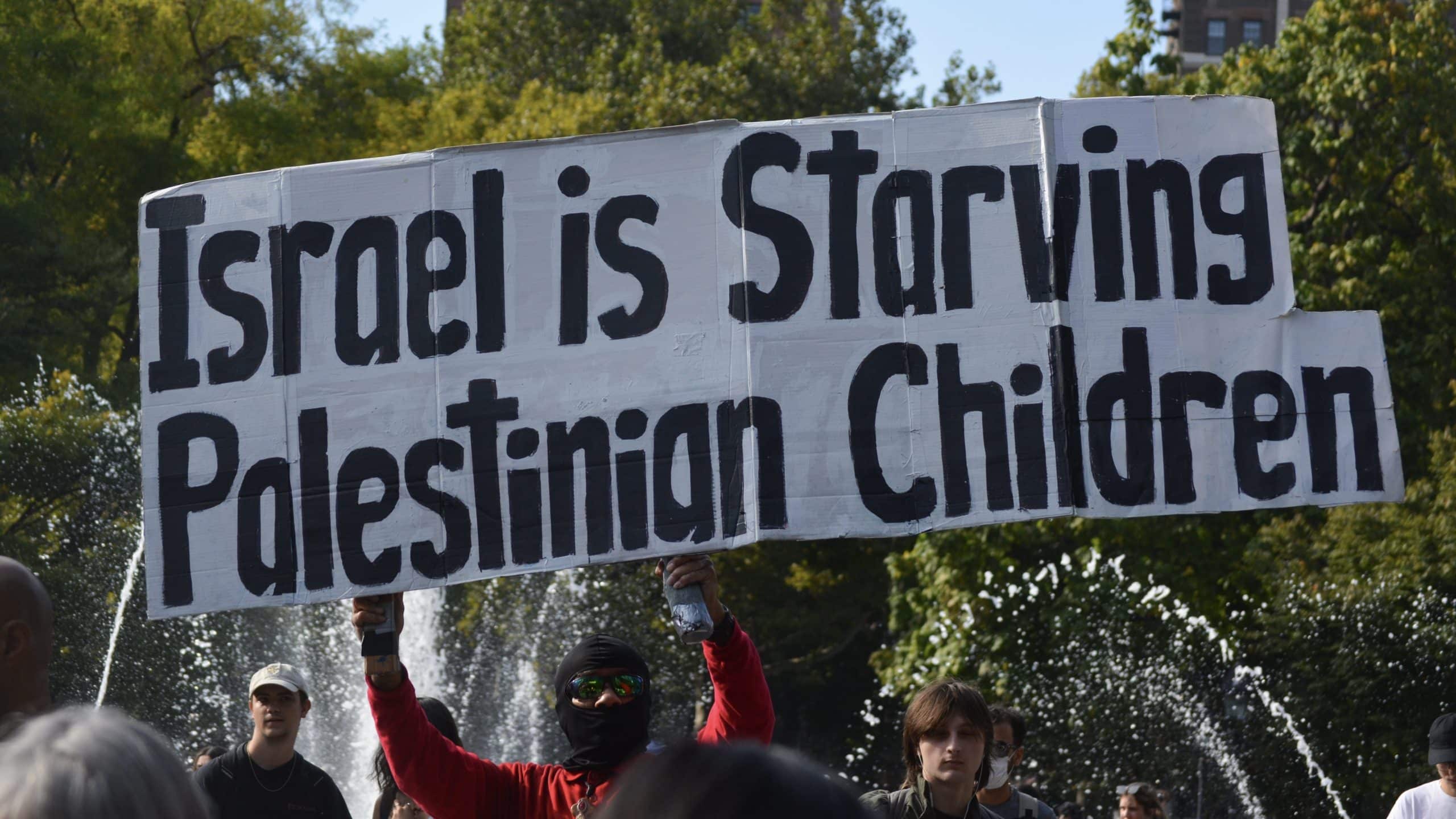 Protestor against the state of Israel's enforced starvation of occupied Palestine. Shutterstock/Christopher Penler