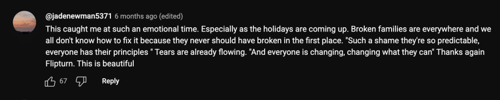 Youtube comment under a Flipturn music video