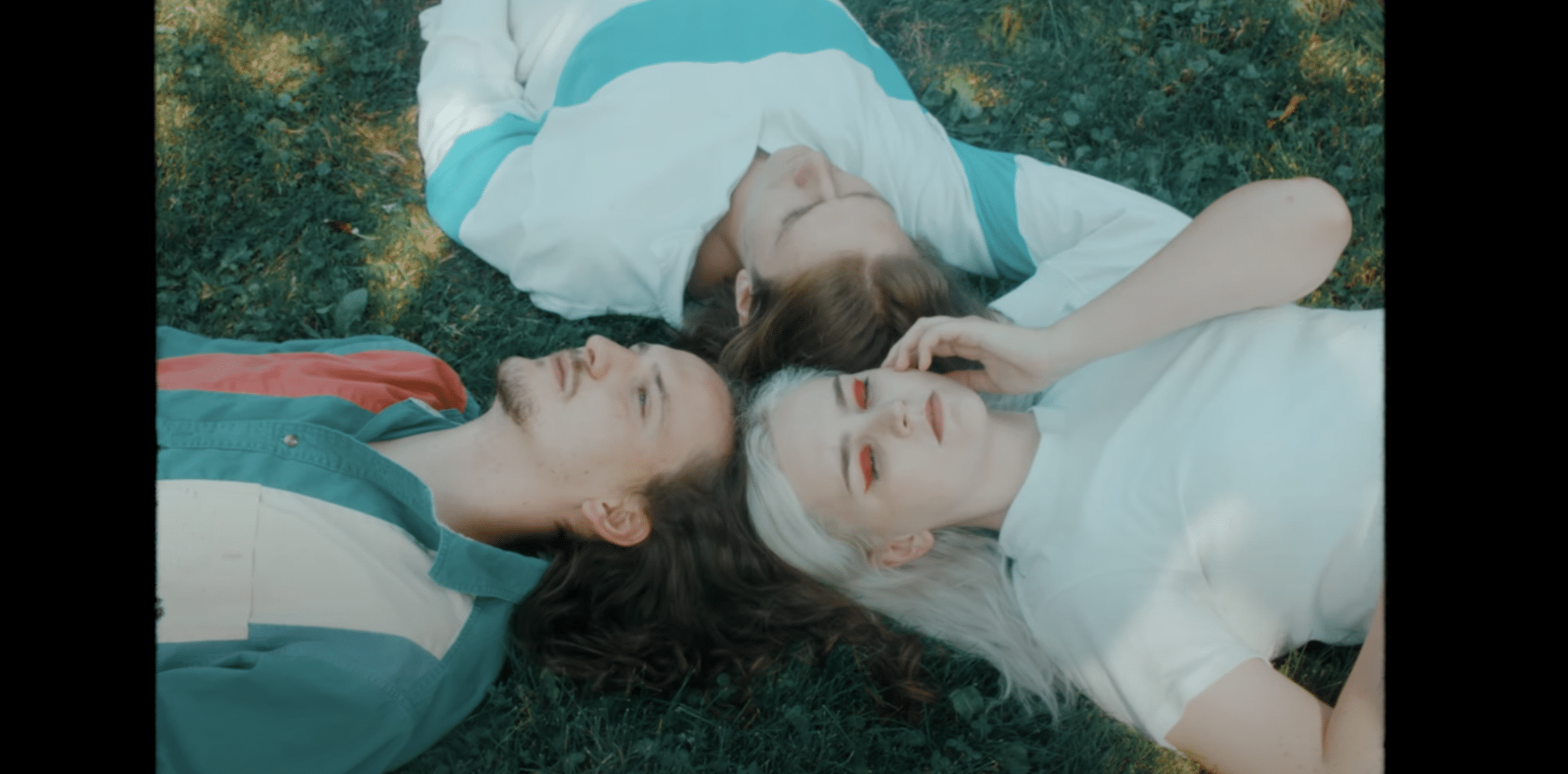 Members of the band Flip turn posing for a still in their music video