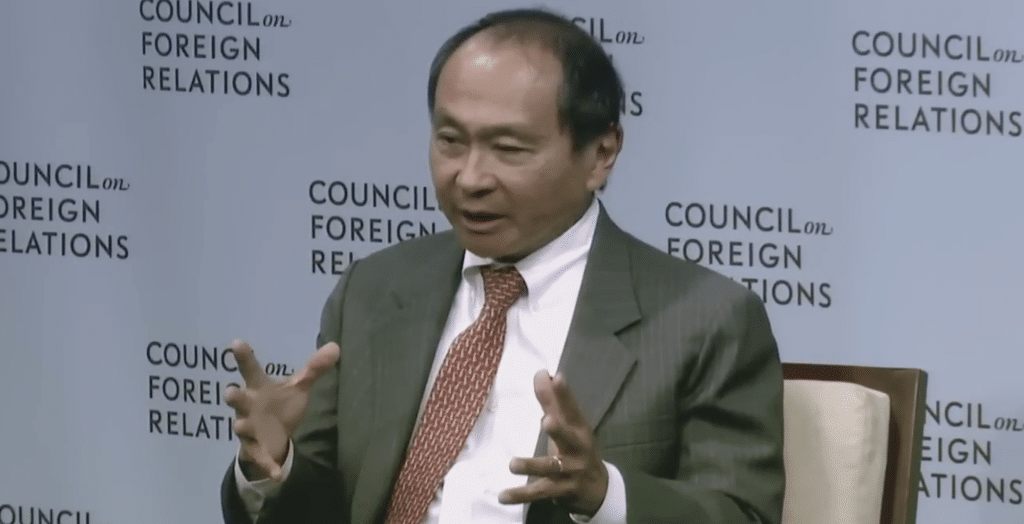 Francis Fukuyama at a lecture in 2015. (Image: YouTube/@cfr)