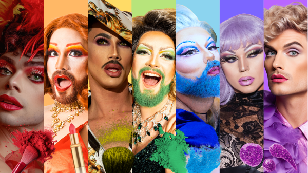 Drag queens in rainbow order