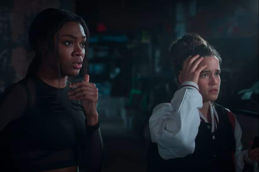 First Kill, Season 1, Episode 7, "First Goodbye." Sarah Catherine Hook as Juliette Fairmont, and Imani Lewis as Calliope Burns.