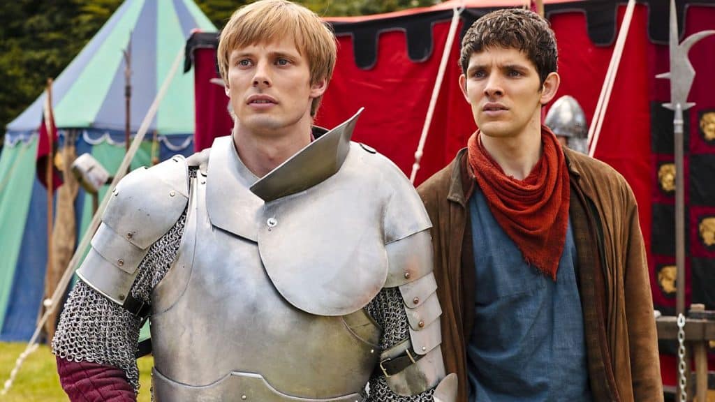 Merlin, Bradley James as Athur and Colin Morgan as Merlin, Season 4, Episode 8, Laneclot Du Lac. BBC.