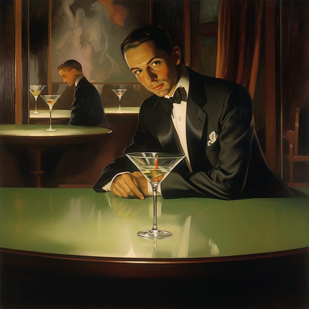 Man sat at bar with martini glass. Credit: Shutterstock/WakefieldStudio