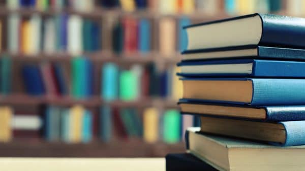Books on a table.